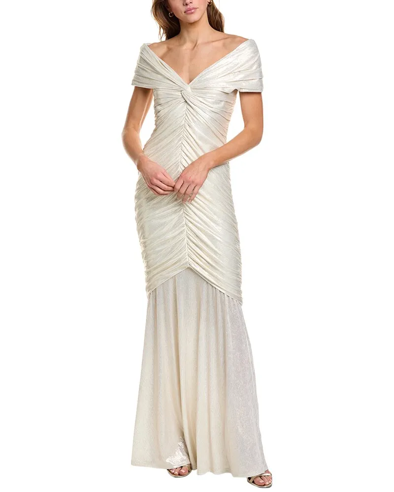 Tadashi Shoji Solid Gown White