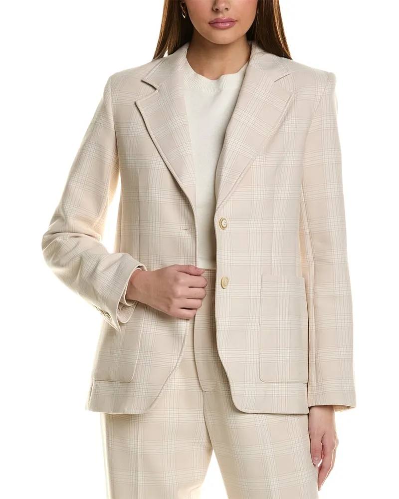 ST. JOHN Plaid Jacket Tan