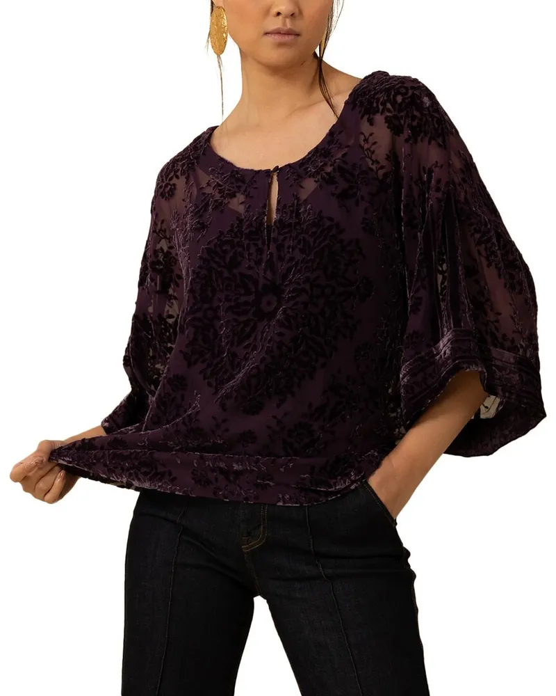 Hale Bob Briar Silk-Blend Top Purple