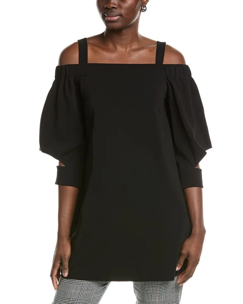Akris Off-The-Shoulder Mini Dress Black