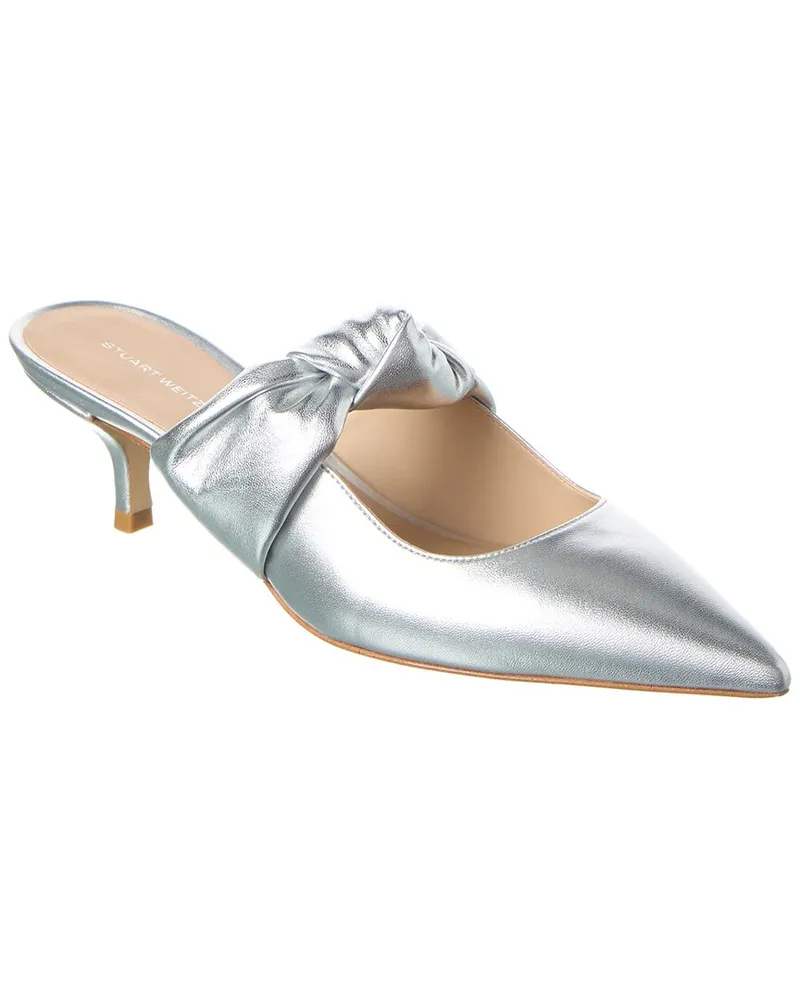 Stuart Weitzman Solange Leather Mule Silver
