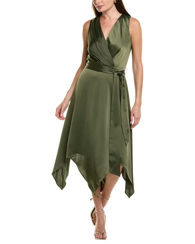 Anne Klein Montreal Satin Midi Dress Green