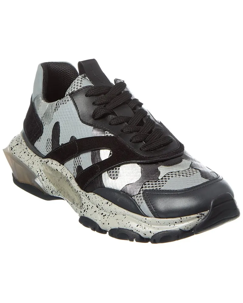 Valentino Garavani Camo Mesh & Leather Sneaker Black