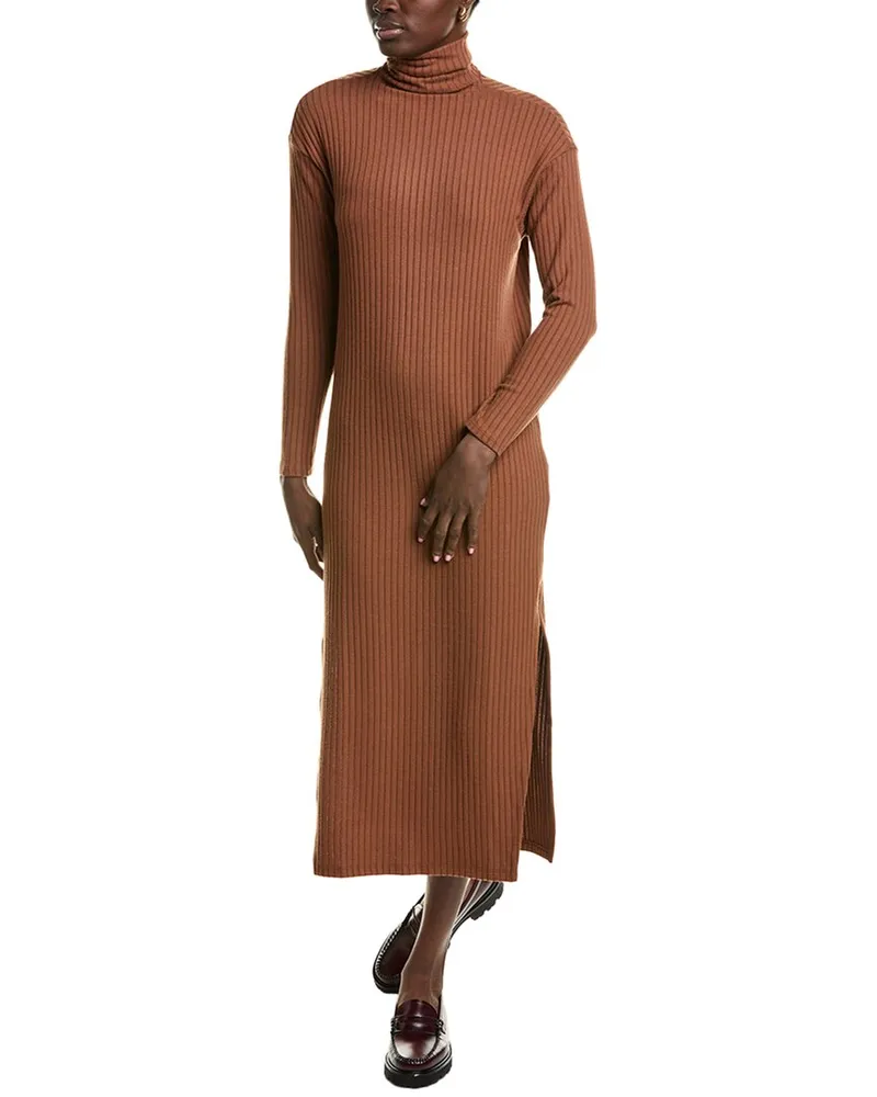 Enza Costa Turtleneck Sweaterdress Brown