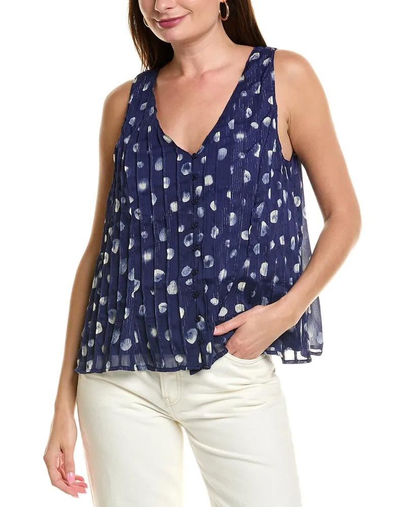 Nicole Miller Pintuck Tank Blue