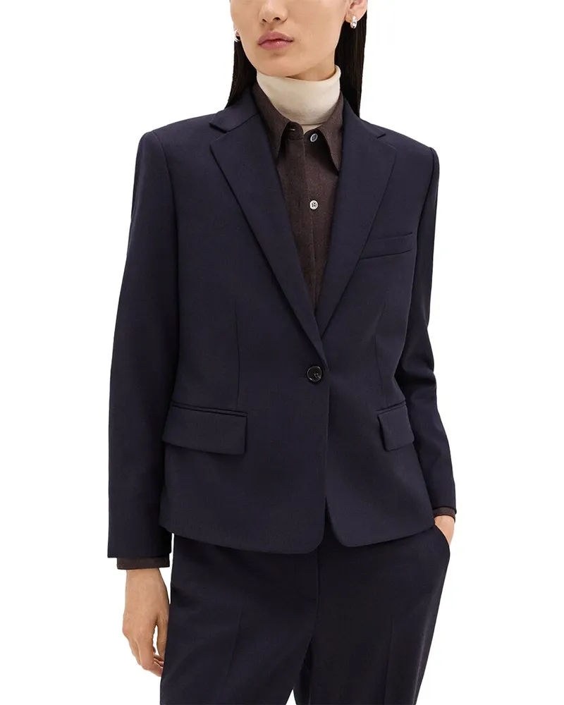 Theory Flannel Wool Slim Jacket Navy