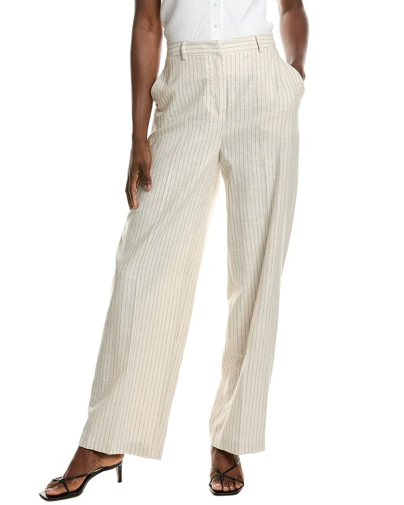 Vince Camuto Wide Leg Linen-Blend Trouser Brown