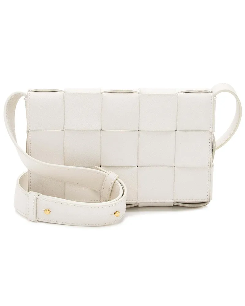 Bottega Veneta White Lambskin Cassette Small Crossbody (Authentic Pre-Loved Nocolor