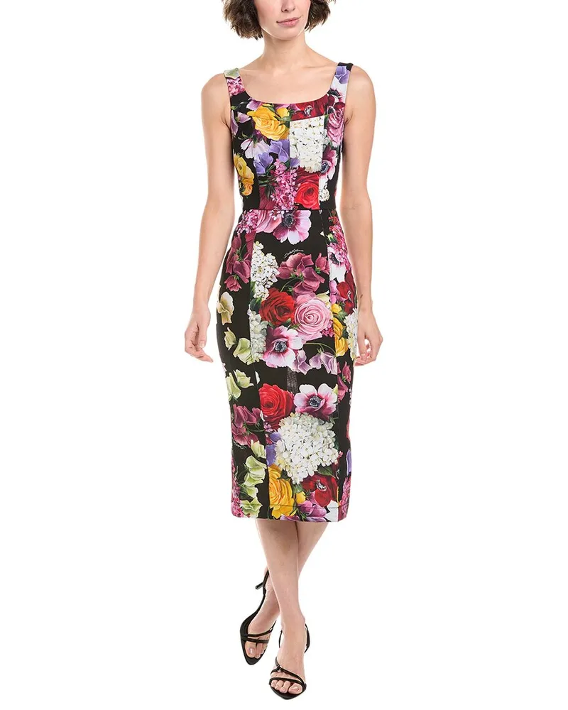 Dolce & Gabbana Mesh Sheath Midi Dress Black