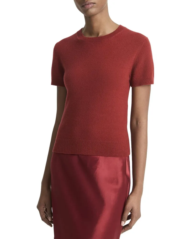 Vince Wool & Cashmere-Blend T-Shirt Red