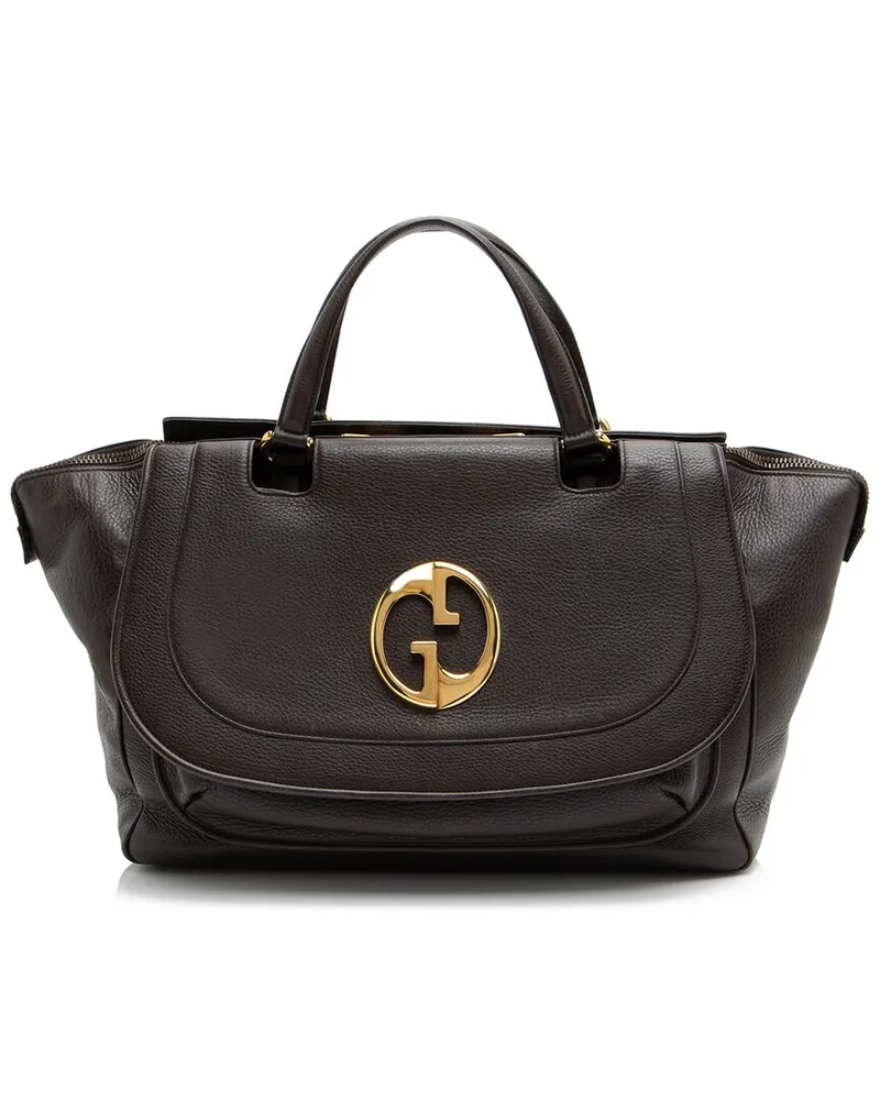 Gucci Brown Leather 1973 Medium Tote (Authentic Pre-Loved Nocolor
