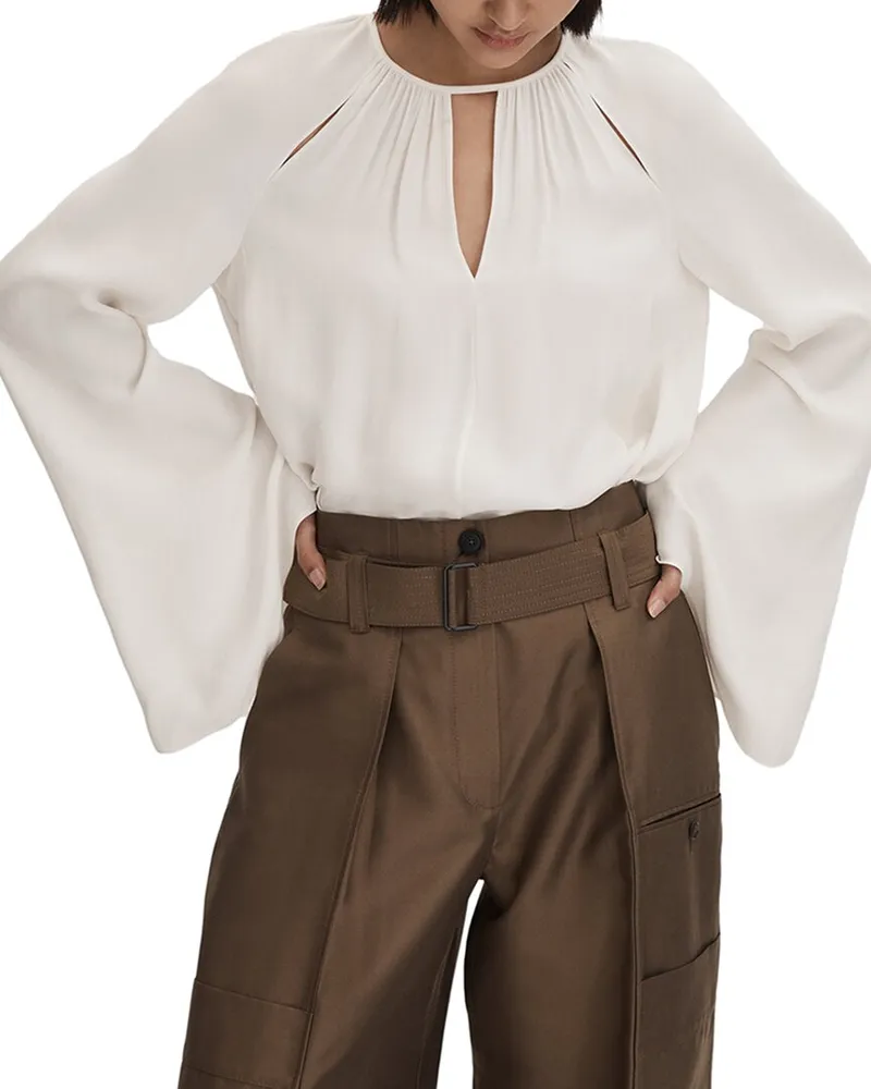Reiss Gracie Cut Out Detail Blouse White