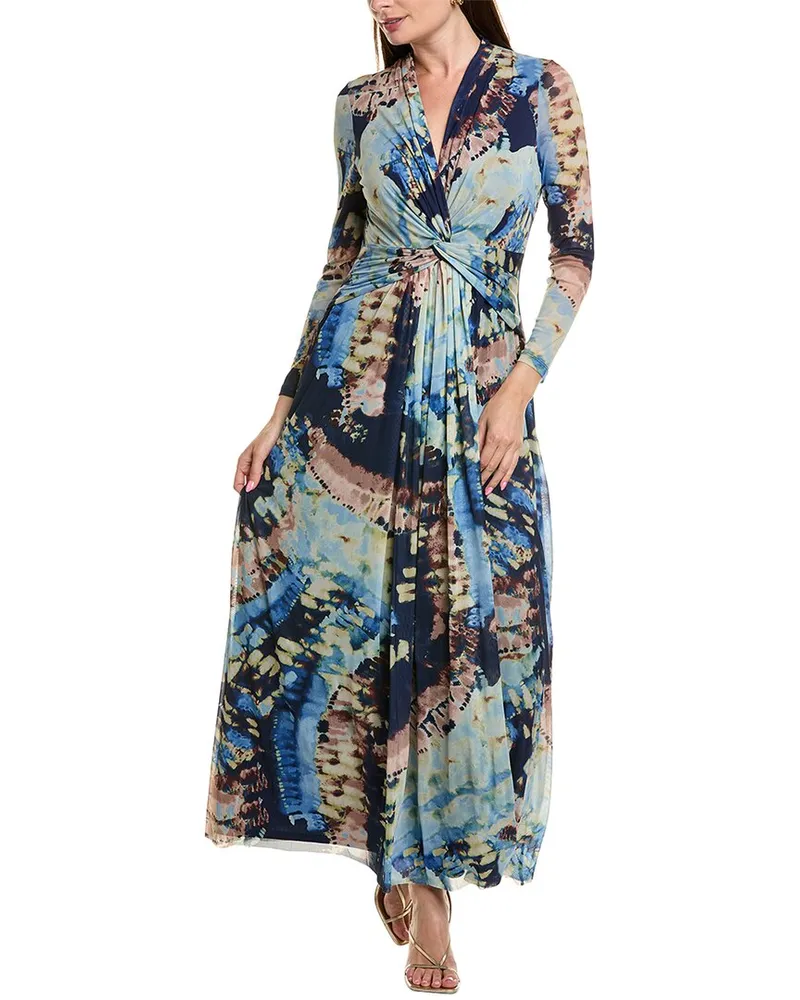 Anne Klein Twist Front Maxi Dress Blue