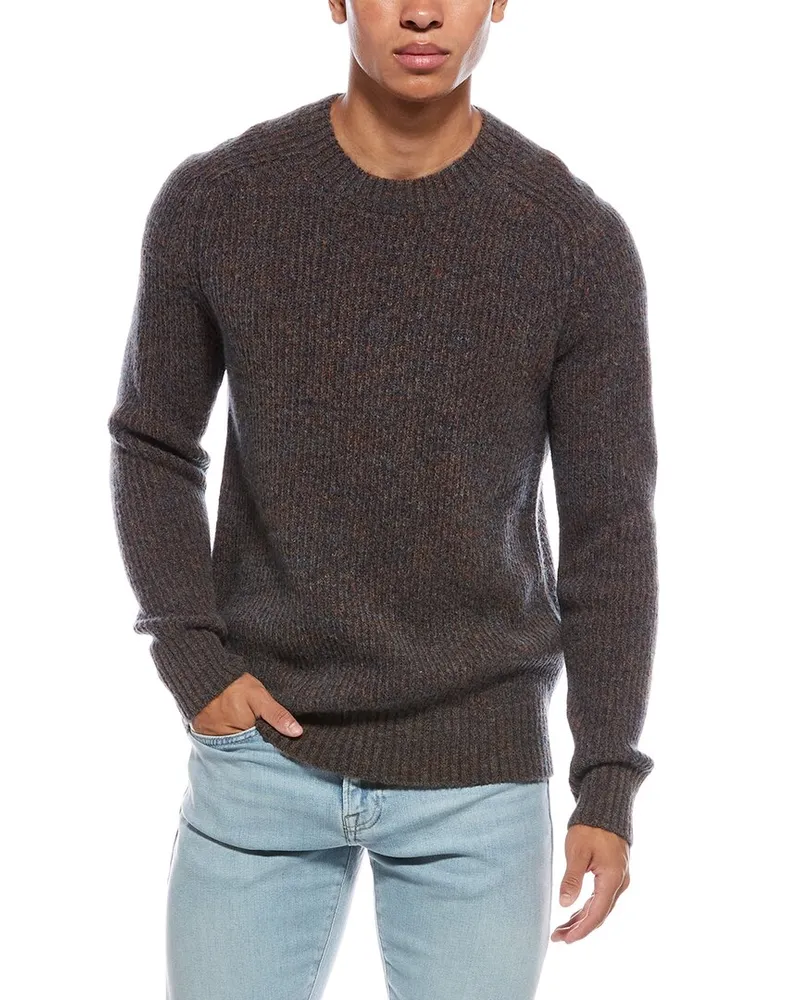 Vince Mouline Mix Wool & Alpaca-Blend Crewneck Sweater Blue