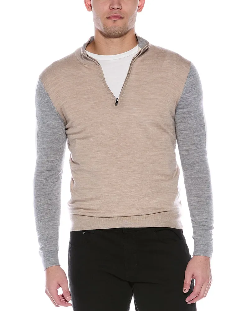 Reiss Leo Wool 1/2-Zip Sweater Beige