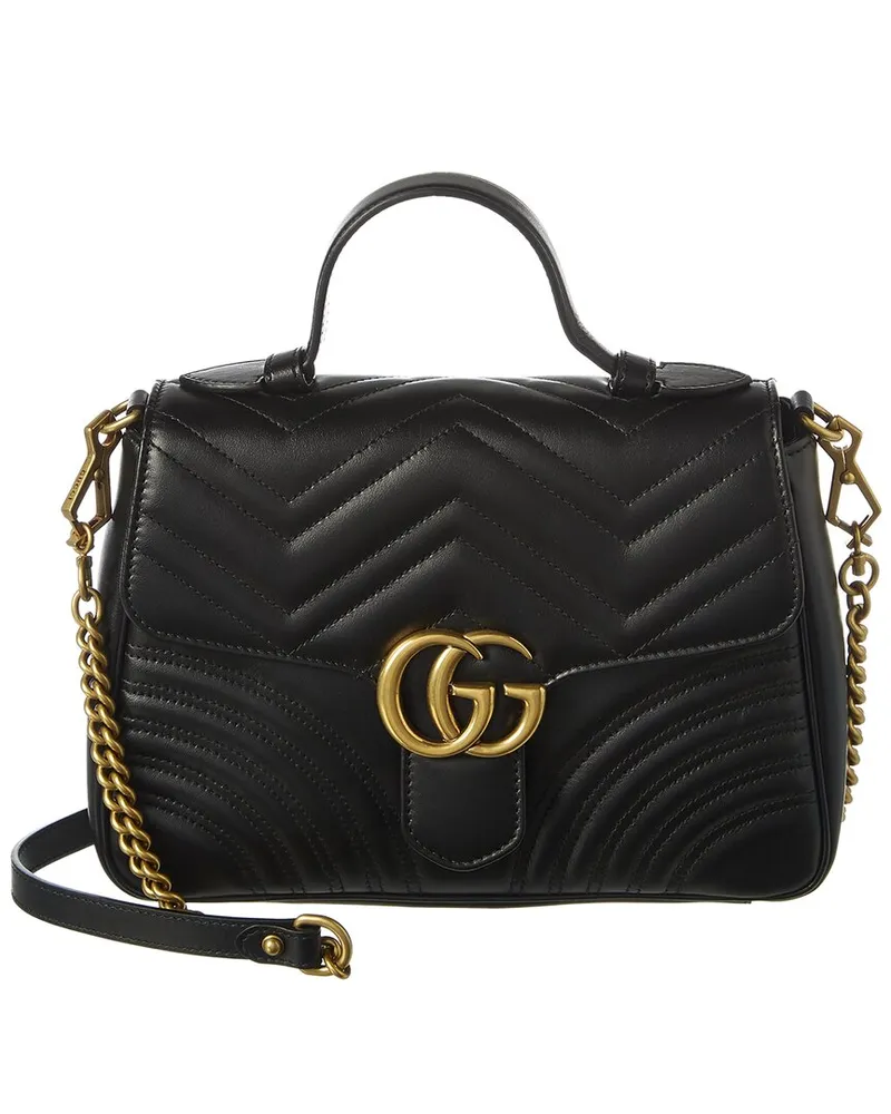Gucci GG Marmont Small Matelasse Leather Top Handle Satchel Black