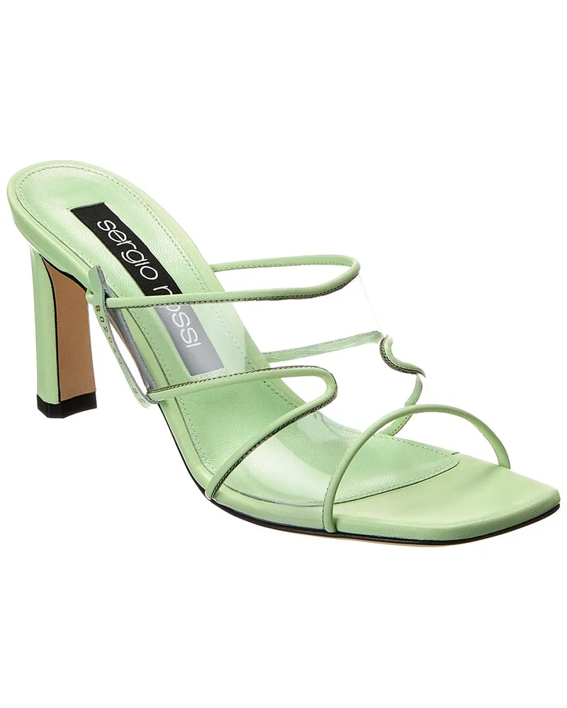 Sergio Rossi Lunettes Leather Sandal Green