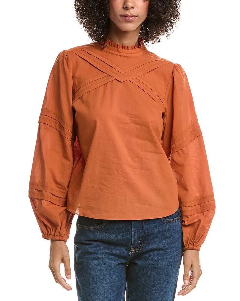 Derek Lam Marlowe Long Sleeve Blouse Orange