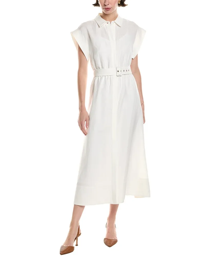 Anne Klein Linen-Blend Shirtdress White