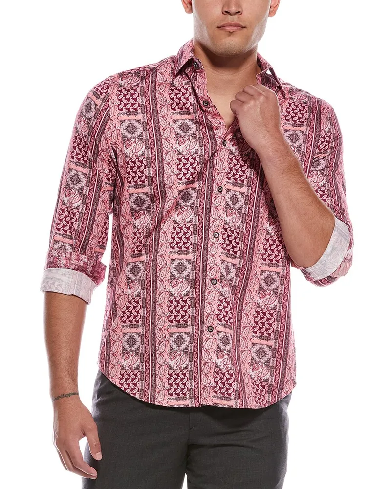 Robert Graham Kedron Classic Fit Woven Shirt Pink
