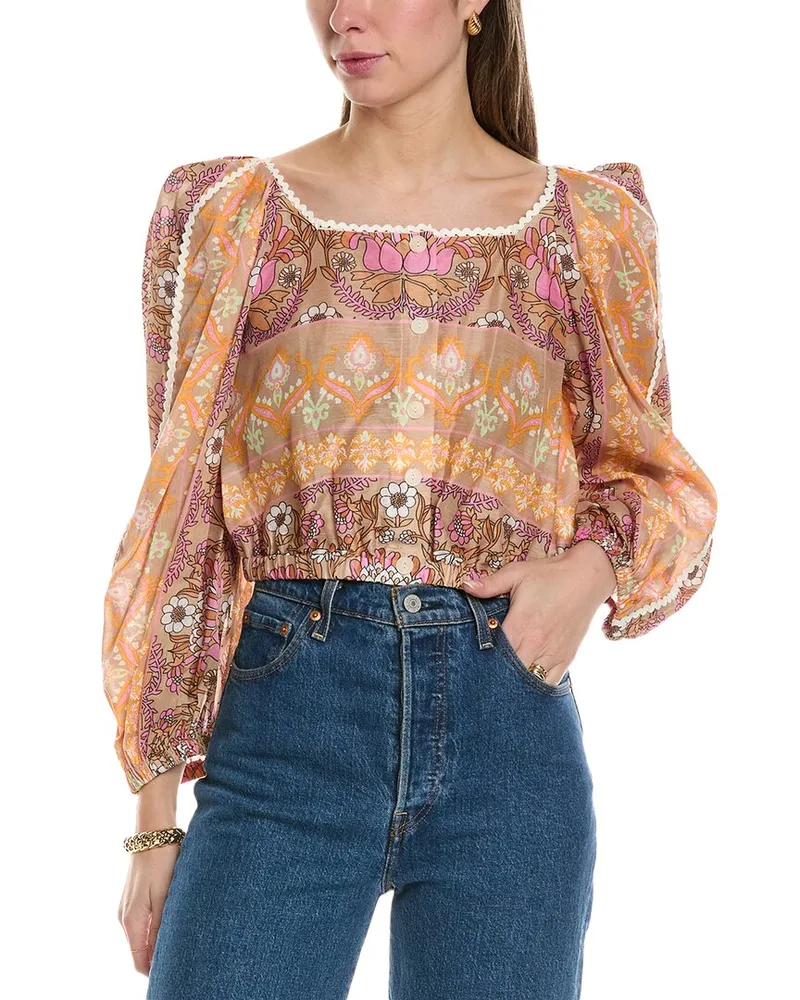 Sandro Linen-Blend Top Beige