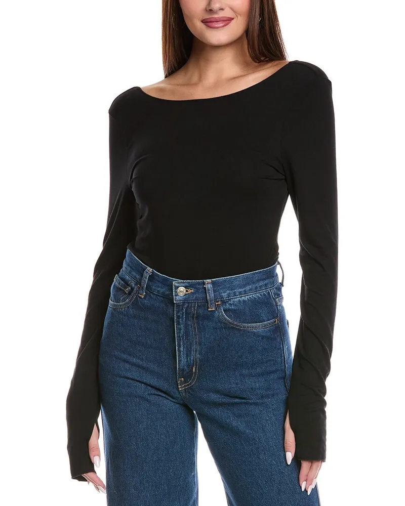 Majestic Boatneck Bodysuit Black
