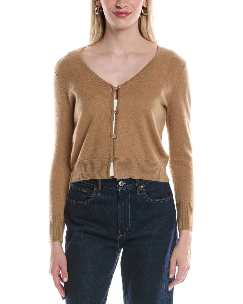 philosophy V-Neck Cropped Cashmere Cardigan Brown