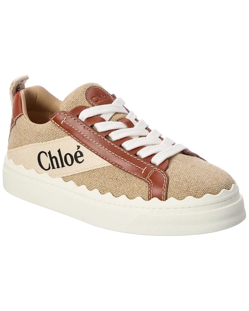 Chloé Lauren Canvas & Leather Sneaker Beige