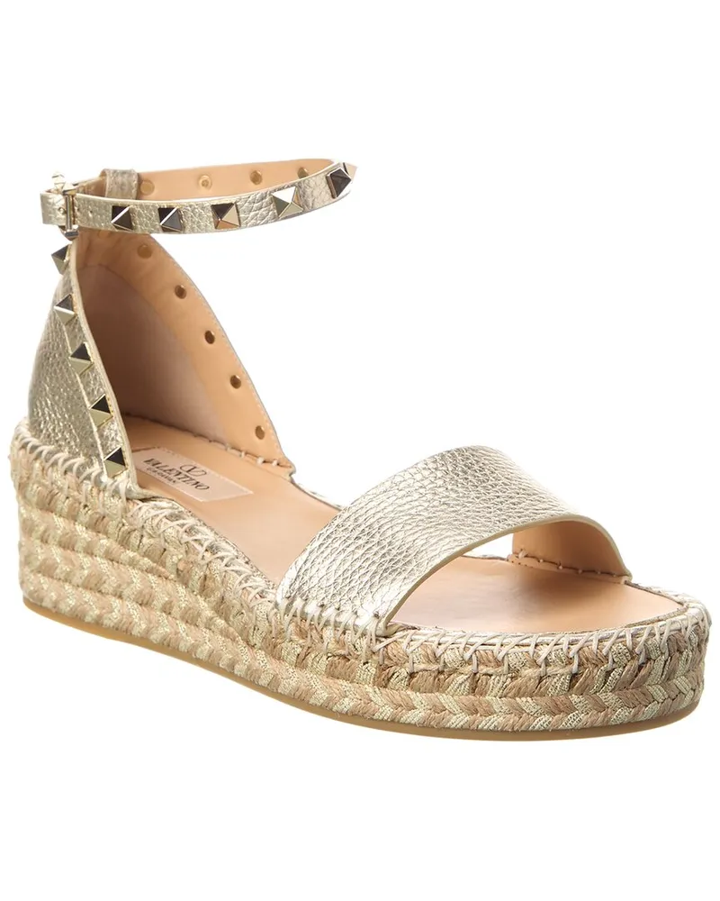 Valentino Garavani Rockstud 55 Grainy Leather Platform Sandal Nocolor