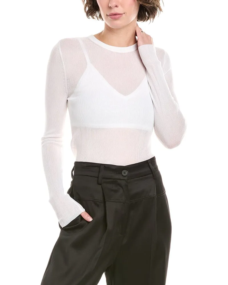 Michael Kors Sheer Rib Top White