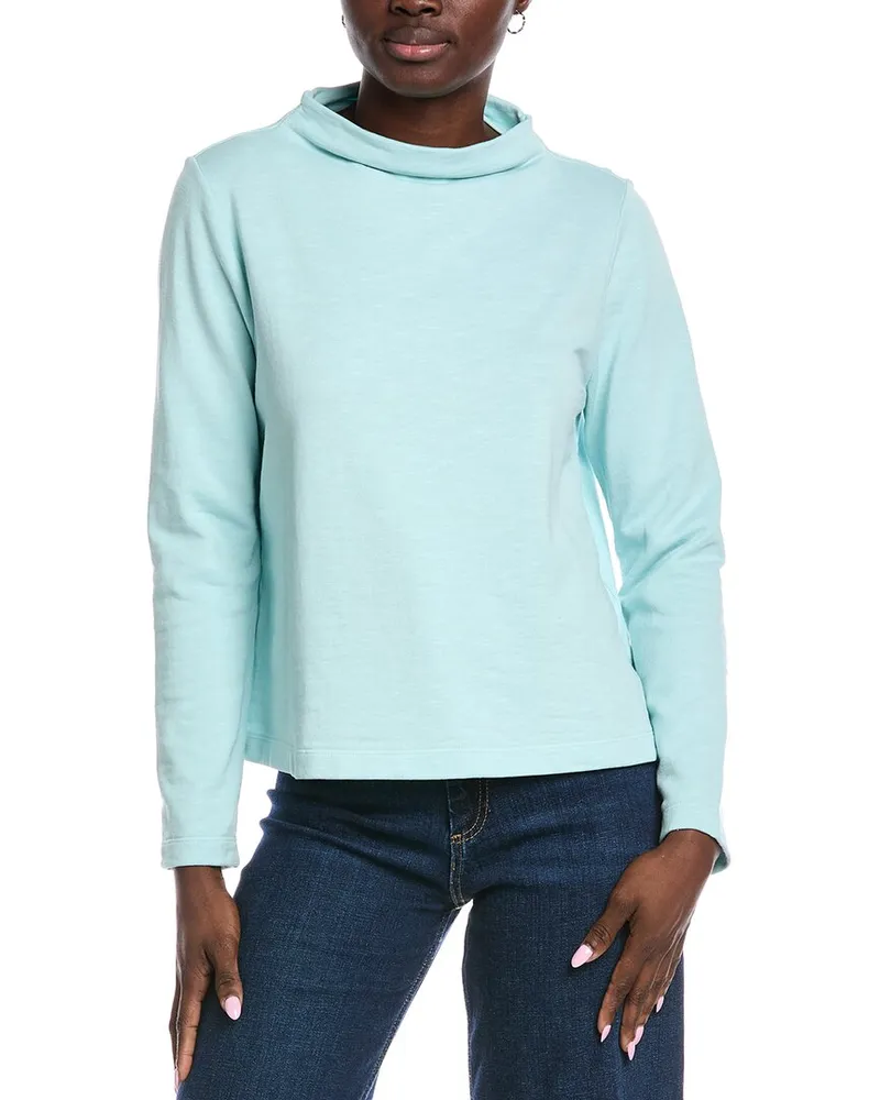 Eileen Fisher Funnel Neck Top Blue