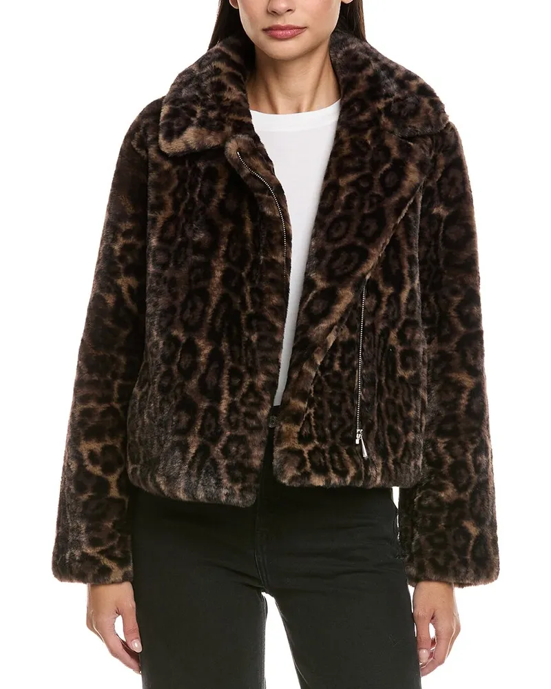 APPARIS Dahlia Leopard Biker Jacket Brown