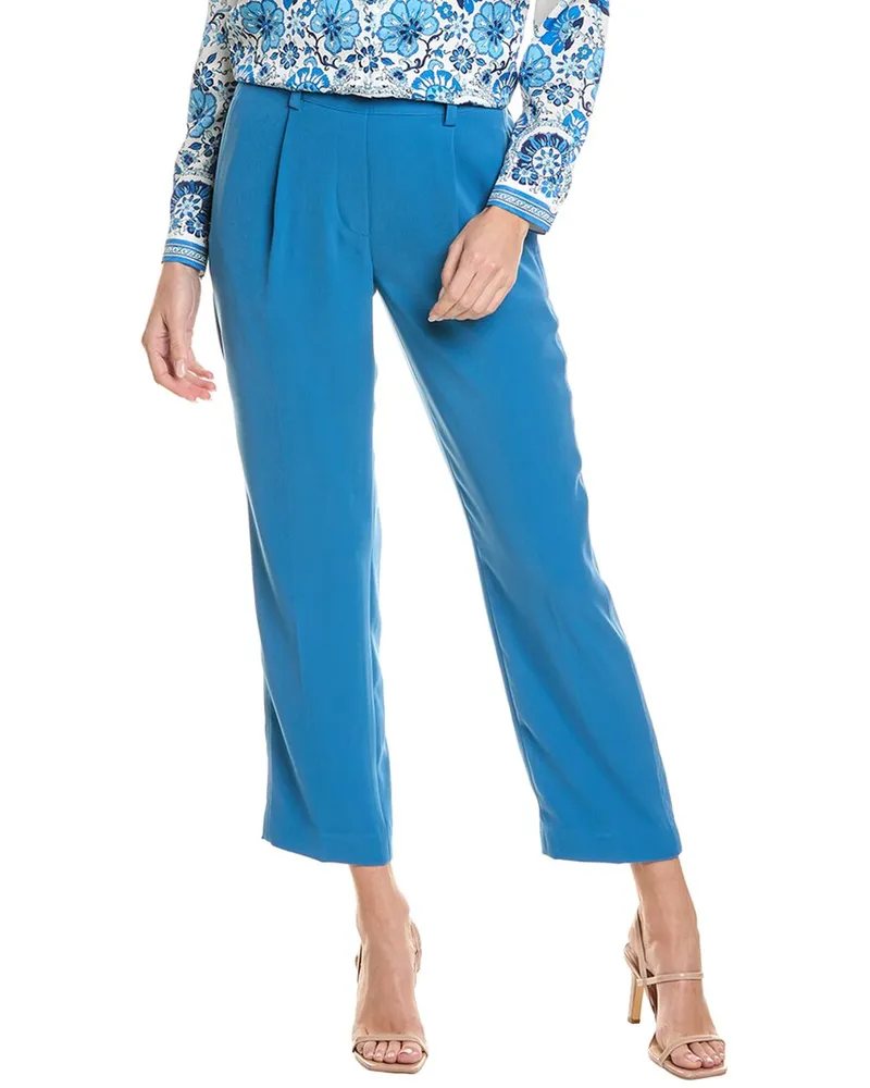 Elie Tahari Pleated Straight Leg Pant Blue