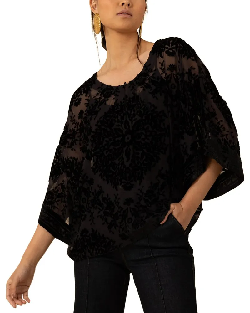 Hale Bob Briar Silk-Blend Top Black