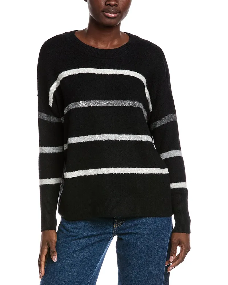 Vince Camuto Sequin Stripe Sweater Black