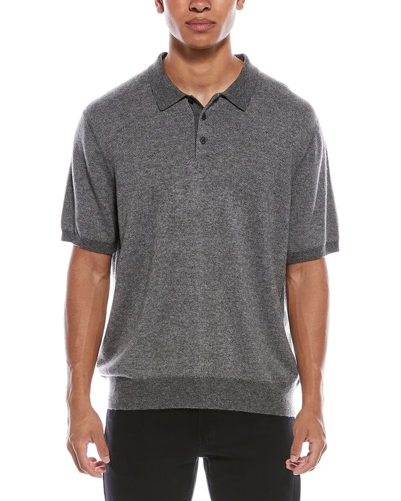 Vince Birdseye Wool & Cashmere-Blend Polo Shirt Grey