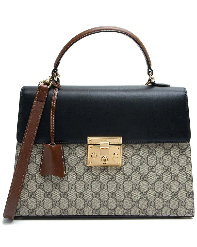 Gucci Brown GG Supreme Padlock Medium Top Handle (Authentic Pre-Loved Nocolor