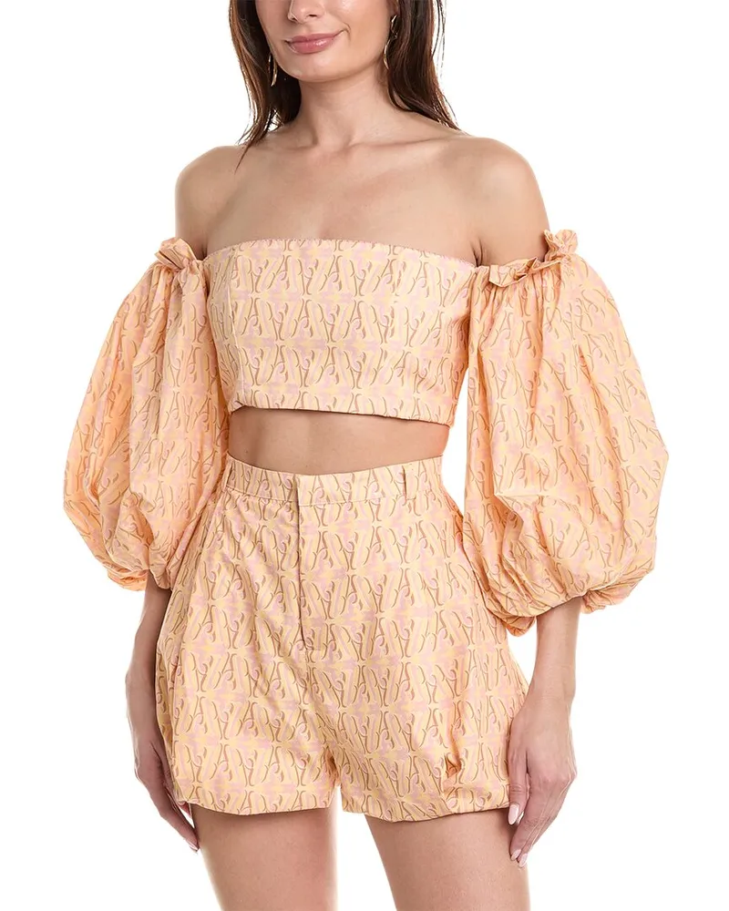 AGUA BENDITA Agua by  Sello Crop Top Yellow