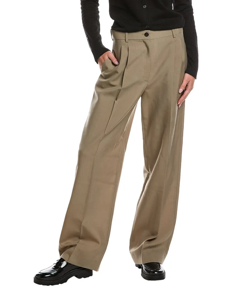 The Row Bogat Wool, Silk, & Mohair-Blend Pant Green
