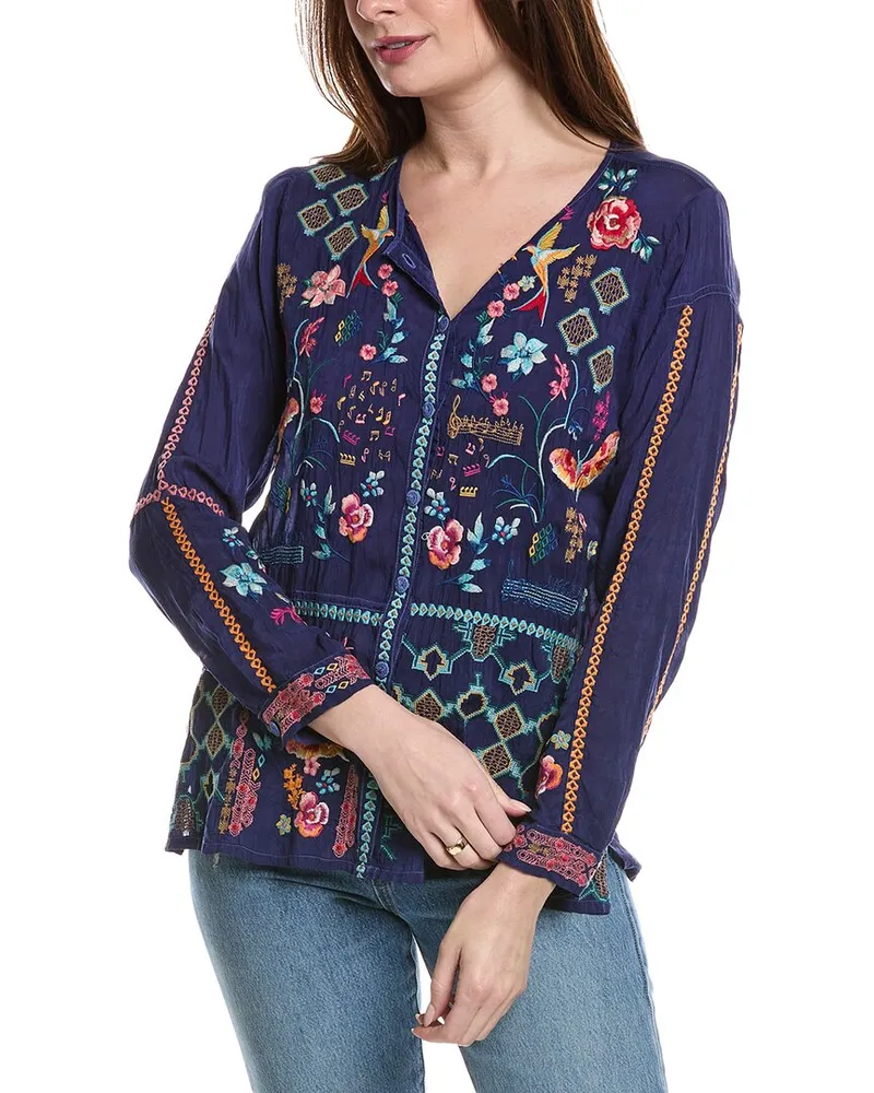 Johnny Was Catina Blouse Blue