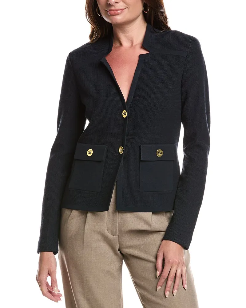 ST. JOHN Pique Knit Jacket Blue