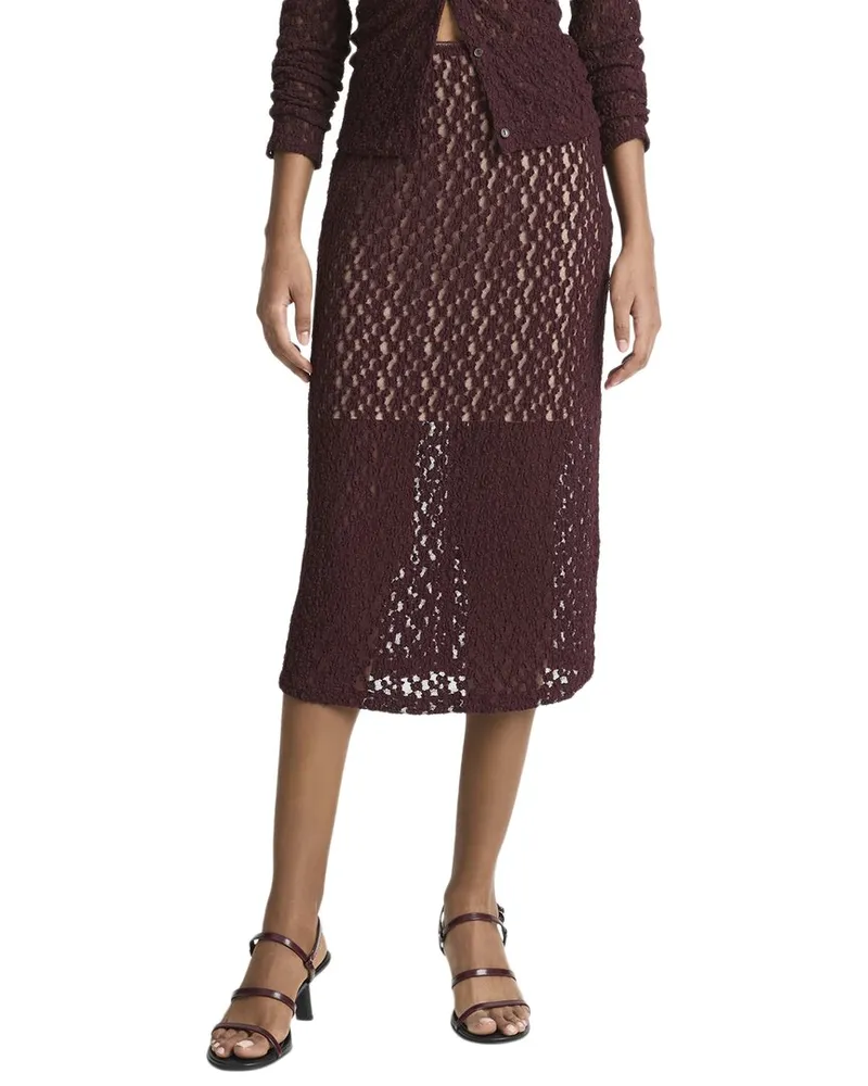 Vince Floral Smocked Skirt Red