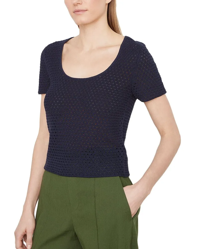 Vince Textured Scoop Neck Sweater Blue