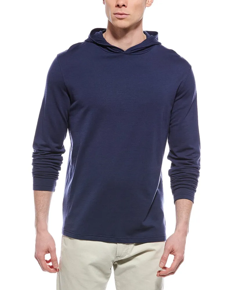 Peter Millar Excursionist Flex Wool-Blend Hoodie Blue
