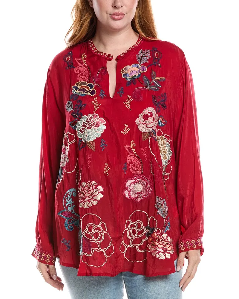 Johnny Was Plus Marcia Blouse Red