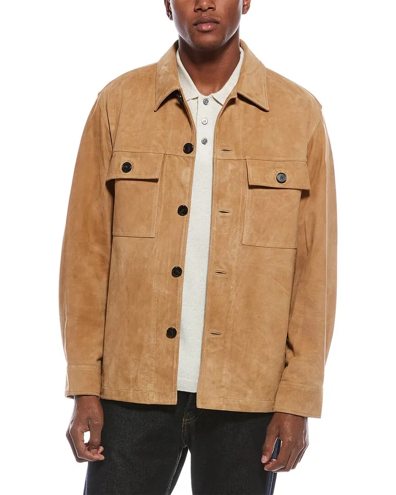 Theory Closson Suede Jacket Tan
