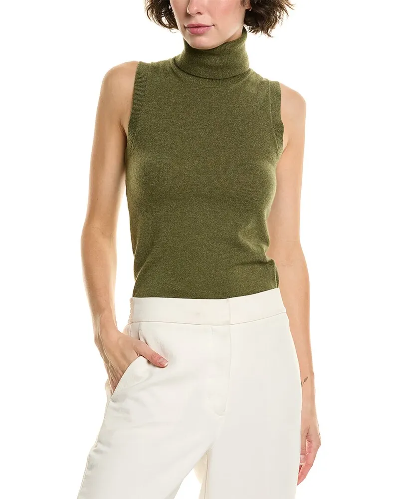 Michael Kors Cashmere Turtleneck Tank Green