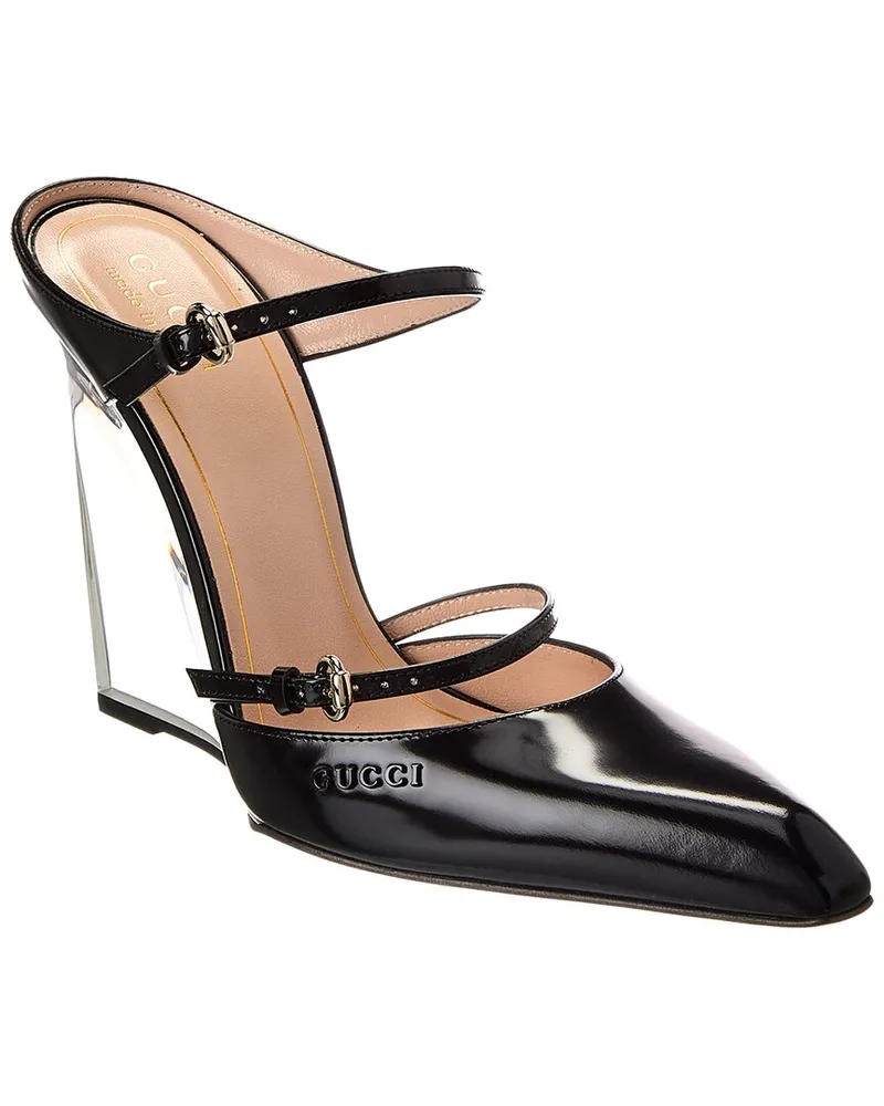Gucci Leather Wedge Mule Black