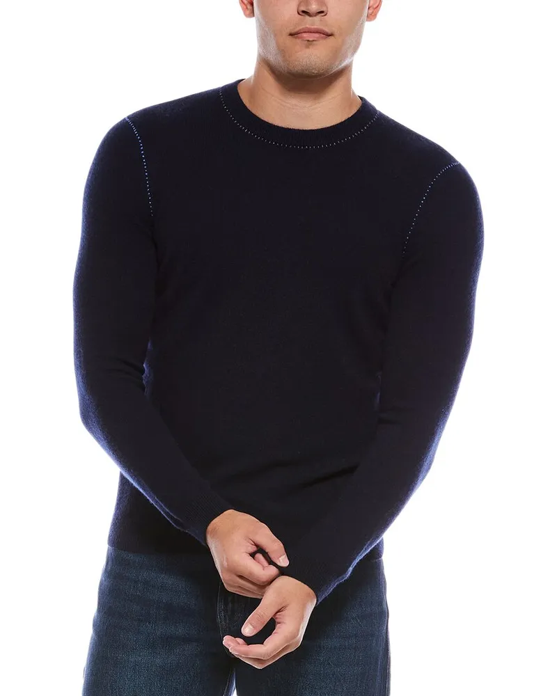 Autumn Cashmere Stitched Cashmere Crewneck Sweater Blue