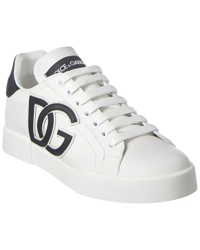 Dolce & Gabbana Portofino DG Logo Leather Sneaker White